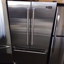 French Door Refrigerator Stainless Steel And Gray Working Great Condition