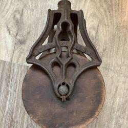 Antique Metal & Wood Pulley