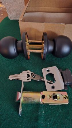 Matte Black Door Knob Lock Set with Keys