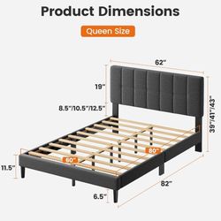 Grey bed frame + mattress