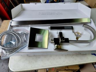 Bwe Freestanding Floor mount Bathtub filler faucet with hand sprayer in brushed nickel