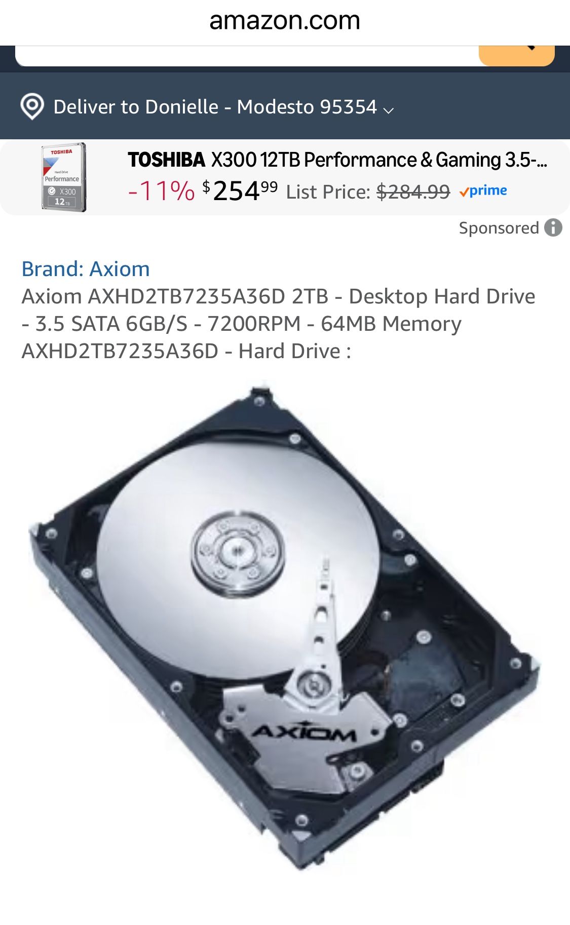 Axiom Axiom AXHD2TB7235A36D 2TB - Desktop Hard Drive - 3.5 SATA 6GB/S - 7200RPM - 64MB