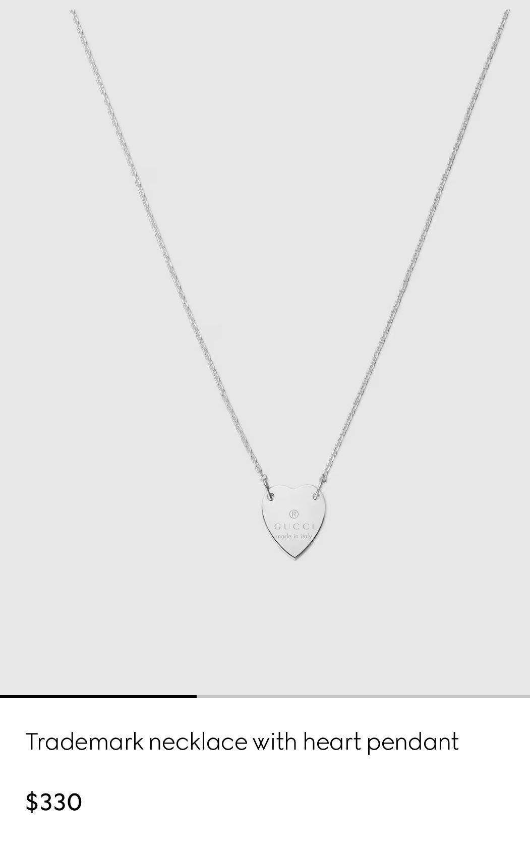 Gucci Trademark Engraved Heart Shaped Necklace and Earrings