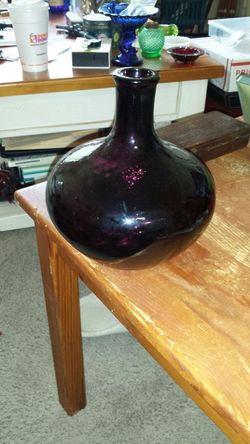 Antique dark purple Kris Kross pattern hand blown liquor bottle