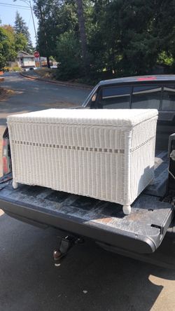 Mid century style wicker chest shabby chic white