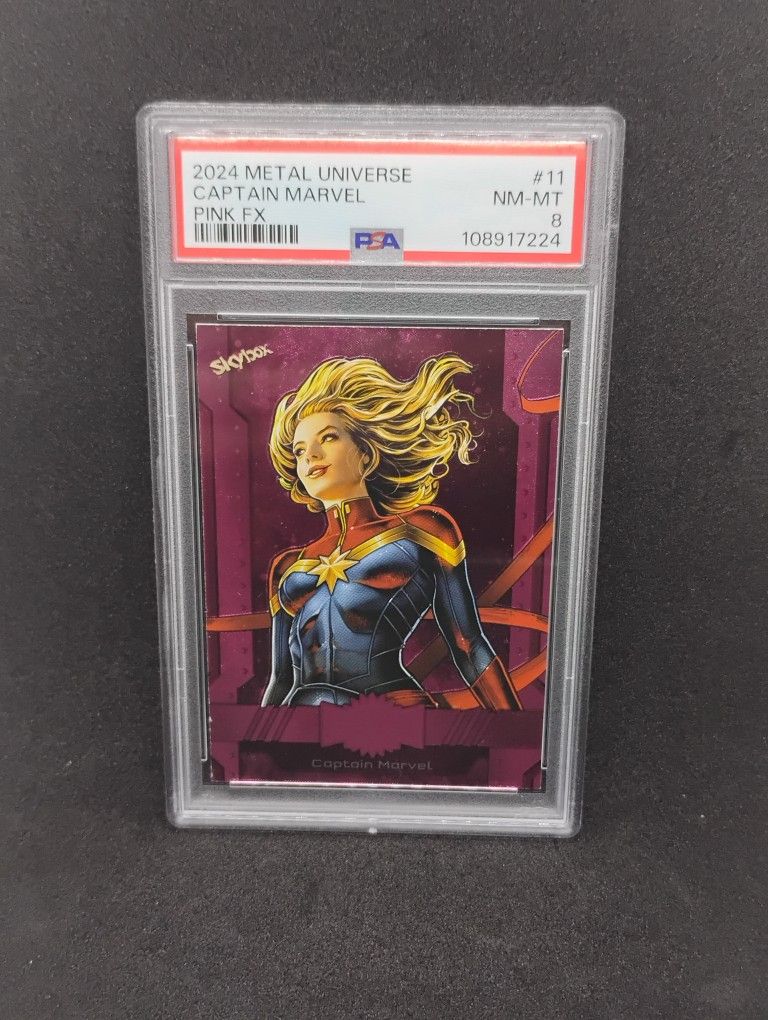2024 Metal Universe Captain Marvel PINK FX #11 NM-MT PSA8