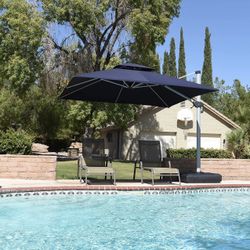 10ft Patio Umbrella Outdoor Square Umbrella Large Cantilever Umbrella Windproof Offset Umbrella Heavy Duty Sun Umbrella for Garden Deck Pool Patio, Br