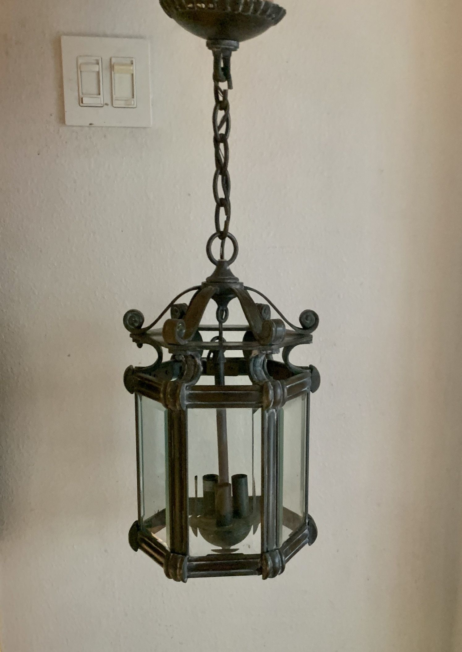 1920’s Brass Entry Hall Lamp ::: Antique