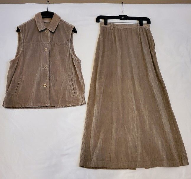 Nordstrom Tan Corduroy Vest/Skirt 