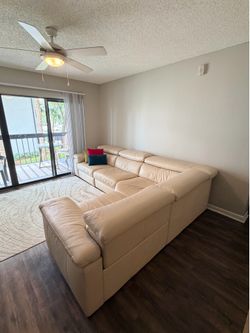 Leather Sectional Sofa with 3 Recliners