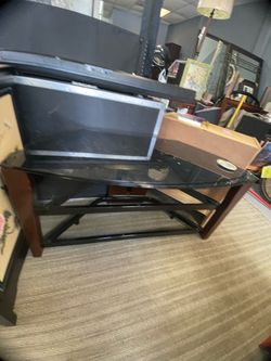Black Metal and Glass TV Stand