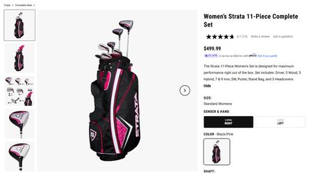 Strata women golf set 11 piece used 1 time.