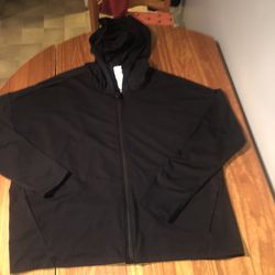 Fabletics Size Large Black Full Zip Hoodie Thin Sweatshirt 