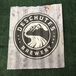 DESCHUTES BREWERY Est 1988 Corrugated Tin BEER SIGN Distressed Look Metal 18x15