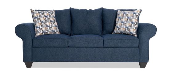 1 brown love seat 1 blue couch