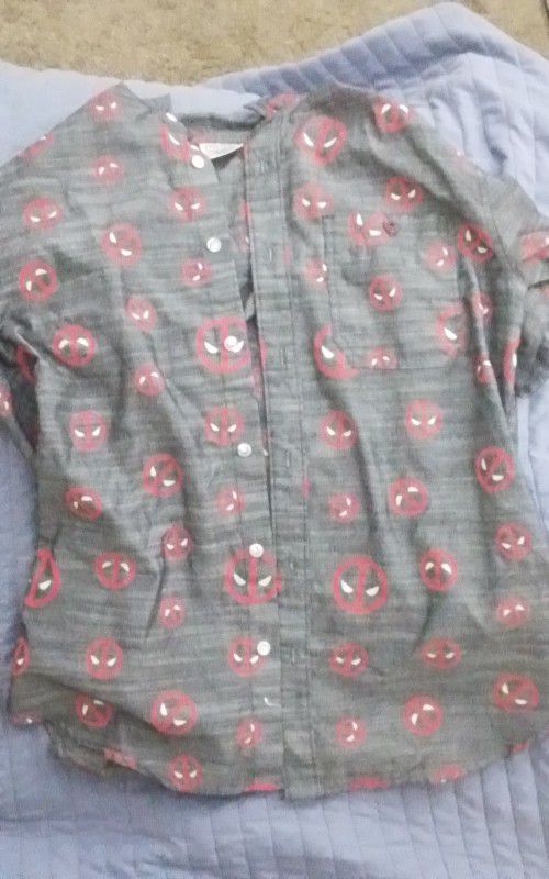 Deadpool Button Up Shirt - Size Small