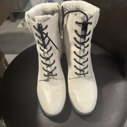 Coach Ivory Leather Fur Bootie - Super Cute Excellent Shape