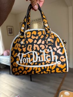 Von Dutch Leopard Print Mini Bowler Bag