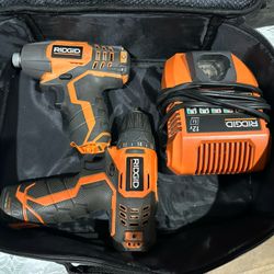 RIDGID SET OF IMPACT DRIVER AND DRILL - Charger And Battery - All For 230$ Firmed Price 