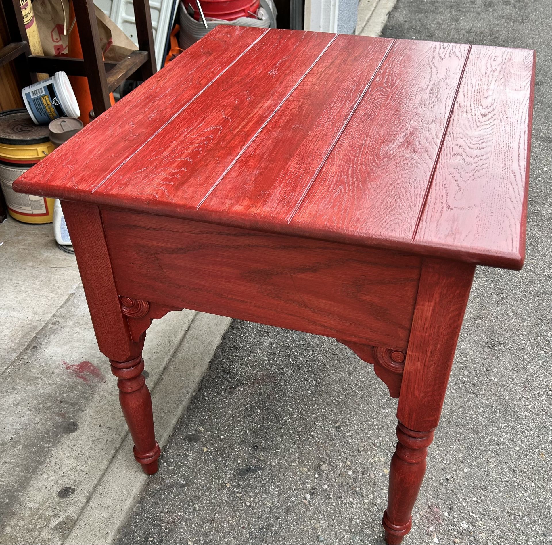 Newly Refinished Reclaimed Farmhouse Solid Oak End Table