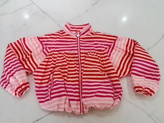 Hunter Pink and Red Striped Girls' Rain Jacket