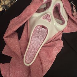 Pink Glitter Ghost Face 