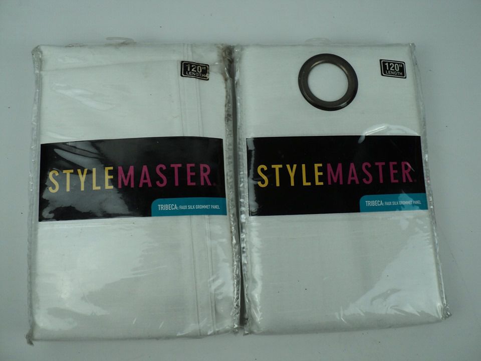 STYLEMASTER Curtains Tribeca: Faux Silk Grommet Panel 56" x 120" WHITE