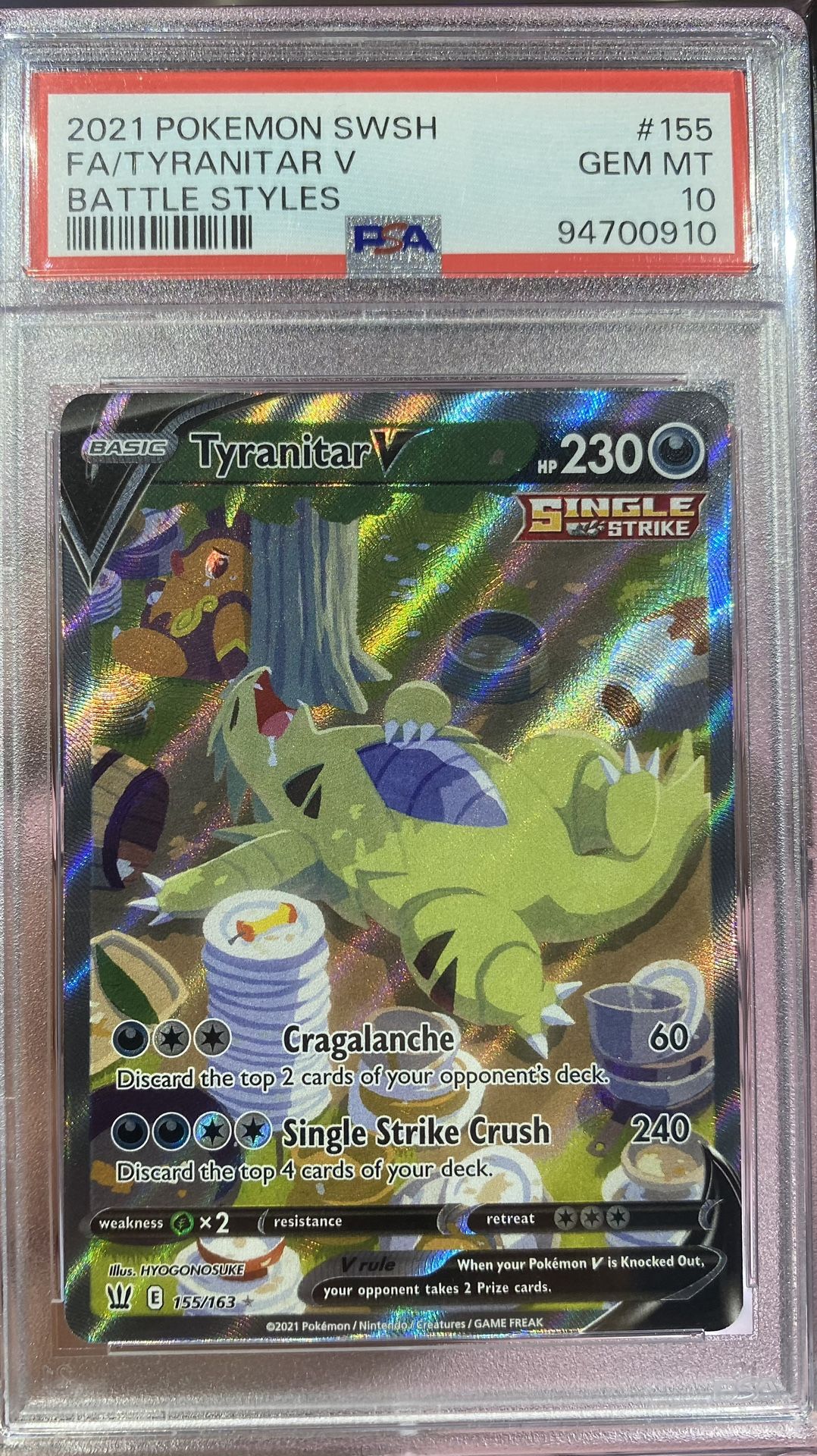 Pokemon Battle Styles Tyranitar V Alt Art 155/163 PSA 10 $240