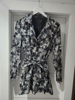 Talie Black & White Print Belted Jacket