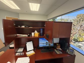 Office Desk With Overhead Cabinet