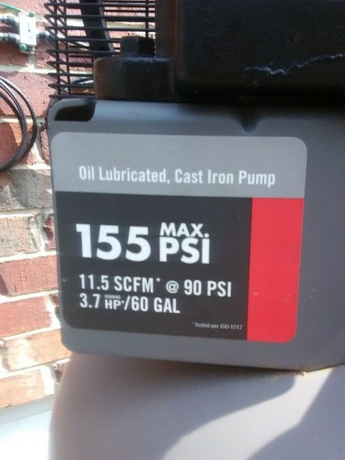New 60 gallon Porter Cable air compressor 155 max PSI 240 volt