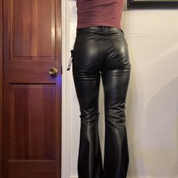 Veronica Beard, #Beverly Flare Pants, Black Vegan Leather, NWT, Retail $328