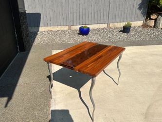 Solid Walnut & glass wood dining table