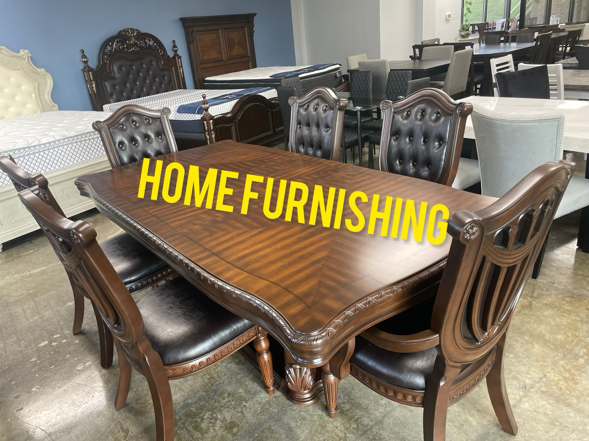Furniture table with six chair