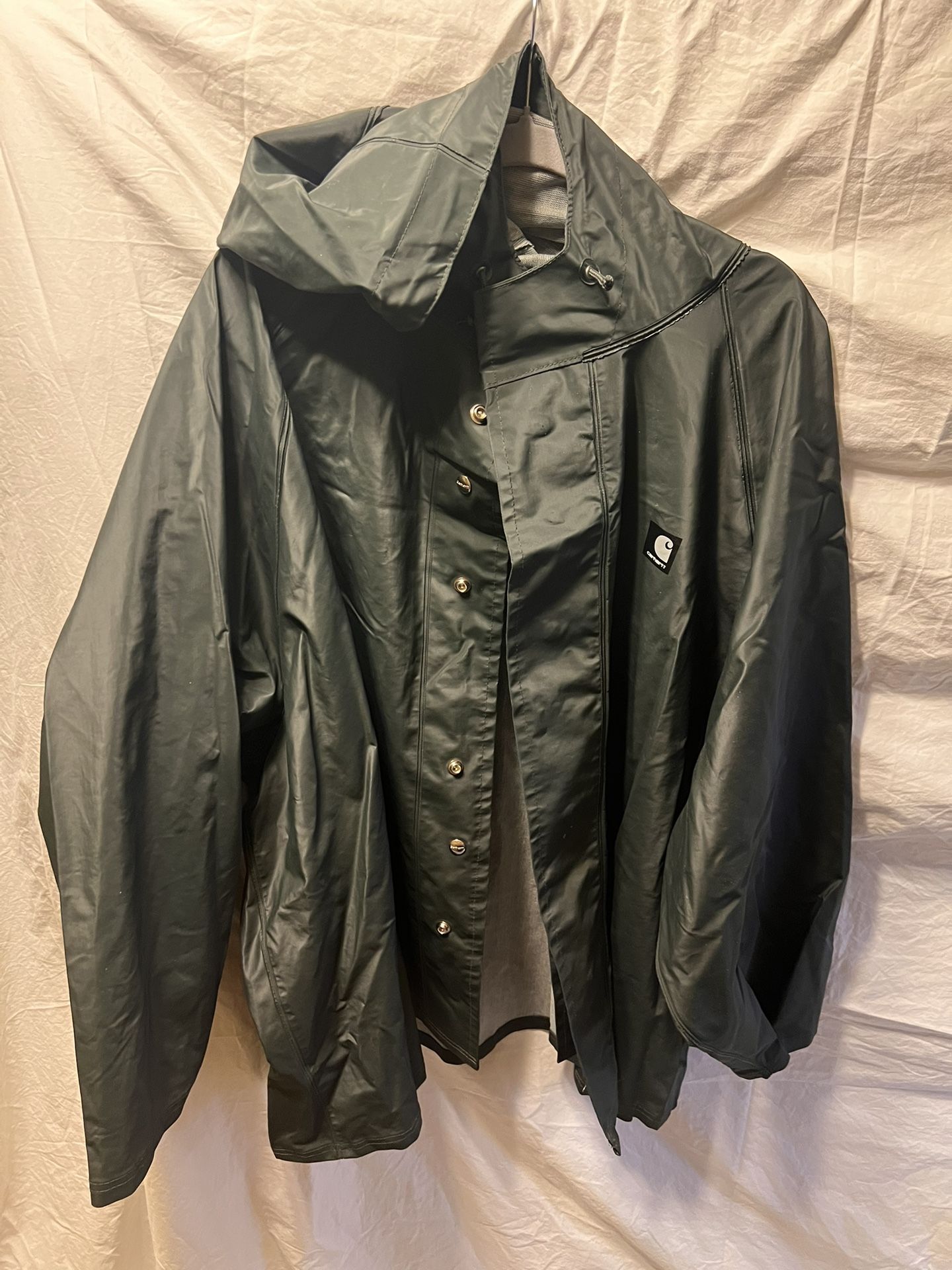 Carhartt Rain Coat Mens 2XL XXL Green PVC Waterproof Surrey Hooded Jacket C64GRN