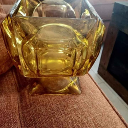 Glass Ashtrays - Vintage 1960s Collectible Home Decor! RARE!!  AMBER GLASS