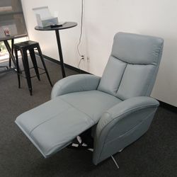 Swivel Electric Recliner Sofa - Faux Leather- Light Blue