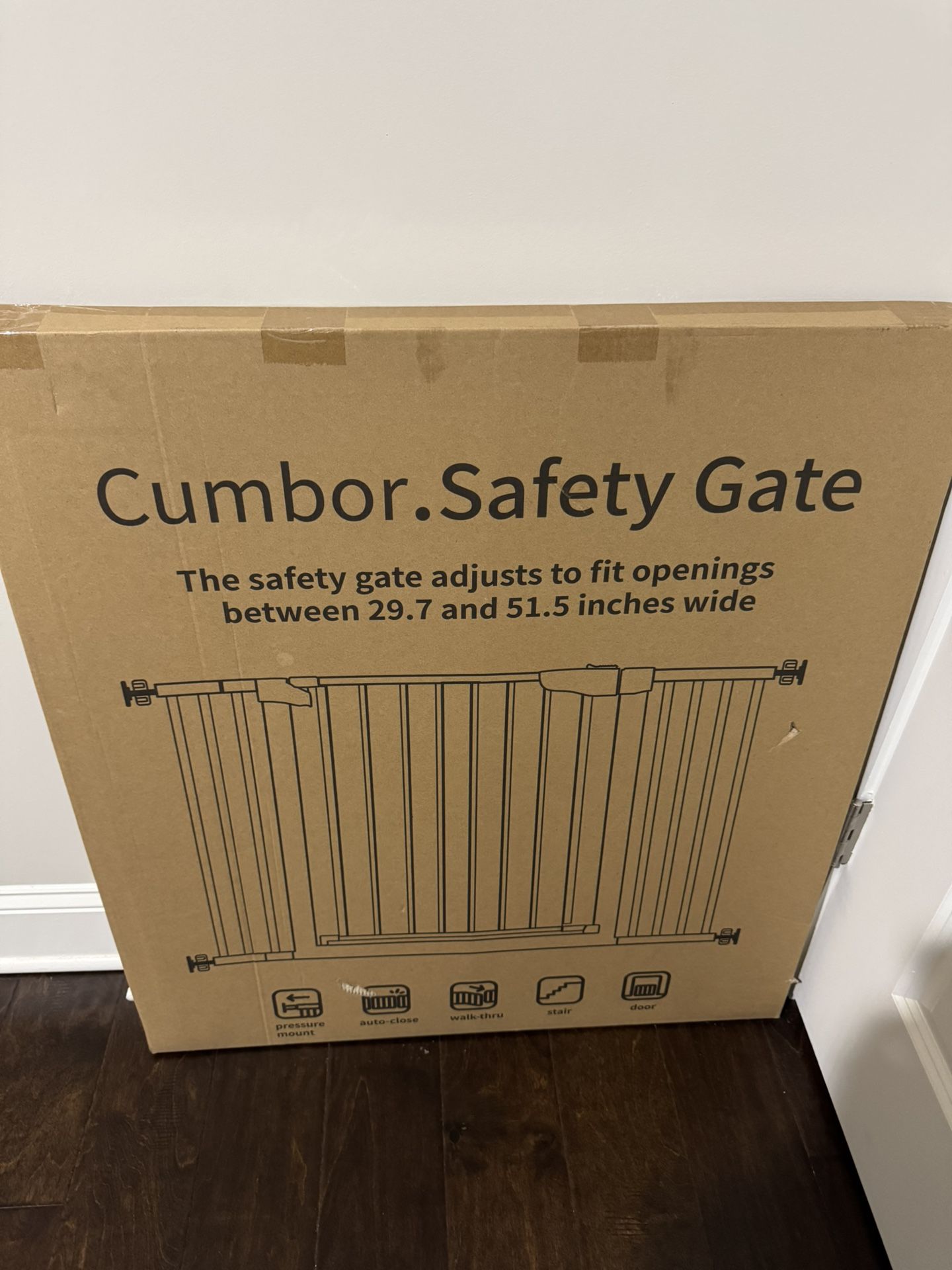 Cumbor 29.7-51.6" Baby Gate Extra Wide, Safety Dog Gate for Stairs, Easy Walk...