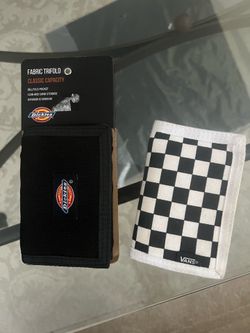 Vans and Dickies wallets, selling as a set for $20