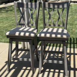 24” Swivel Counter Height Stools (Gray) Solid Wood 
