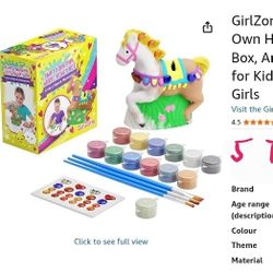 GirlZone Paint Your Own Horse Money Box, Arts & Crafts Kits for Kids, Great Gift for Girls