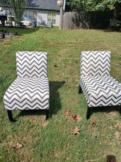 2 beautiful  chairs brown and white striped