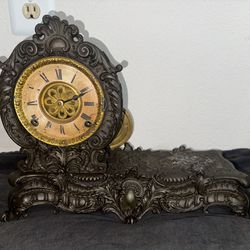 F. Kroeber Circa 1894 Rare Figural Mantel Clock Antique Vintage Baroque Ornate