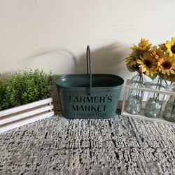 Farmhouse, Home, Decor, Metal Container, Artificial Plants, Sunflowers