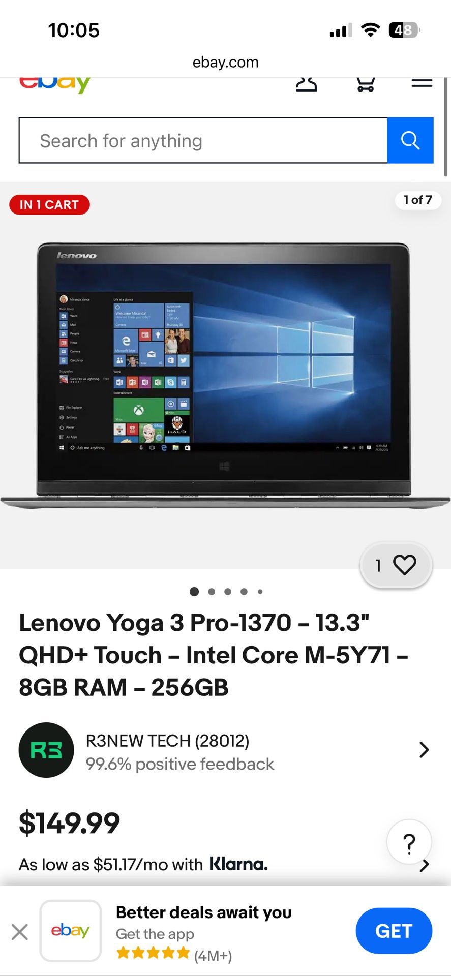 Lenovo Yoga 3 Pro-1370 Laptop