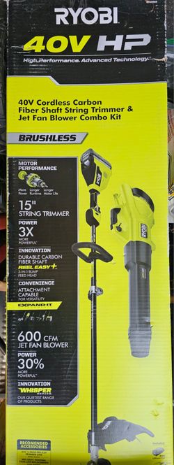New - Ryobi 40v brushless 15" weed Wacker and/or 600 cfm jet blower (Tools Only)