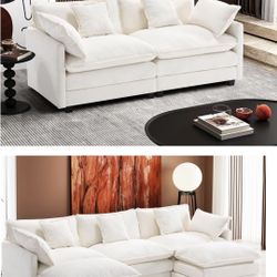 [COMBO & New] U-Shaped Sectional Modular Sofa + Ottoman + 2 Seat Loveseat Set