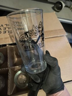 Cases Of Rusty’s Billiards Glasses And Coffee Mugs