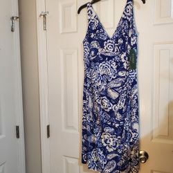 Sleeveless Blue White Ralph Lauren Dress