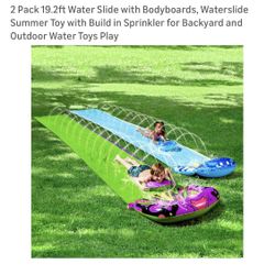 SLOOSH 2 pk 19.2’ water slide slides W  sprinkler